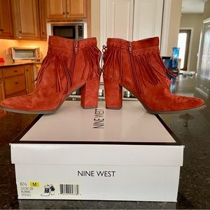 Nine West Wilaminao Suede Fringe Booties - Excellent Condition